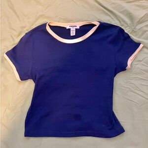 RSQ navy blue and baby yellow baby tee